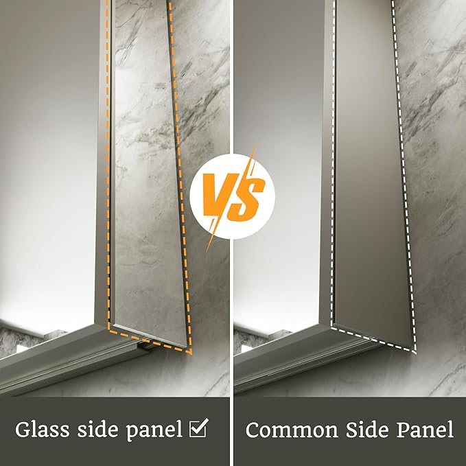 16x24 Bathroom Medicine Cabinet with Mirror,Aluminum Alloy Frame with Mirror Side Panels,Surface or Recessed Medicine Cabinet with Adjustable Shelves,Assembly Required