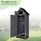 VINGLI Outdoor Wooden Storage Shed, Garden Shed Outside Tool Cabinet with Safety Latch, Patio Storage Organizer (Dark Grey)