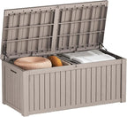 EasyUp 180 Gallon Deck Boxes Waterproof, Outdoor Large Storage Boxes with Lids, Outside Resin Storage Box & Deck Boxes for Patio, Garden Use(Gray)