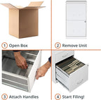 2 Drawer Locking Filing Cabinet | Pre-Assembled Steel Construction | Space-Saving Design is Perfect for Home and Small Office | Letter-Size | Assembled in North America