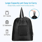 GOGOODA Travel Laundry Bags with Drawstring Closure XL Large Foldable Dirty Clothes bags with Handle Heavy Duty and Washable for College Dorm Travelling Camping, 2 Pack, Black
