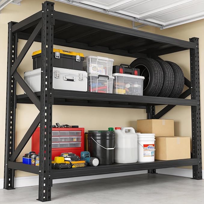 Heavy Duty Metal Shelving Unit - Industrial Grade Adjustable Shelves - 67" W x 19.6" D x 63" H - 4500 lbs Load Capacity Shelf for Garage, Workshop, Basement