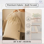 LFH Home Large Premium 100% Cotton Canvas Extra Large Laundry Bag with Drawstring and Handles Heavy Duty, Multi-Use, and Washable for Home, Travel, College or Storage 28x40 (Pack of 2)-Natural