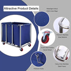 Commercial Laundry Cart with Wheels, 470L Industrial Rolling Laundry Basket, Large Heavy Duty Laundry Sorter with Watertight Oxford Bag & Sturdy Steel Frame for Home, Hotel, Hospital, 440 lbs (Blue)
