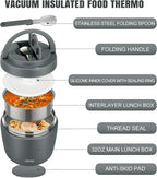 Thermo Food Jar for Hot Food Adults 32OZ Soup Thermo Lunch Containers Wide Mouth Vacuum Insulated Stainless Steel Leakproof Bento Box with Spoon (Grey)