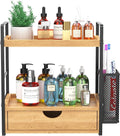 LEMIKKLE Bathroom Counter Organizer with Basket, Bathroom Organizers and Storage,Skincare Organizers for Vanity,Storage Organizers for Bathroom, Kitchen, Dresser (Light Brown with Drawer)