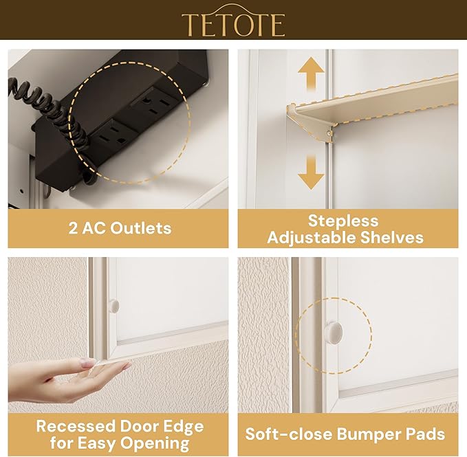 TETOTE 30 x 26 LED Lighted Medicine Cabinet with Mirror with Adjustable Shelves, Silver Aluminum Cabinet, Anti-Fog Stepless Dimmable 3 Colors White/Warm/Natural, Easy to Install(Wall Mount/Recessed)