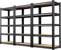 3 Pack Heavy Duty Garage Shelving - 1900 LBS Capacity 5-Tier Metal Storage Shelves, 71"H x 28"W x 12"D Adjustable Steel Utility Rack, Compact Storage Shelf for Pantry, Closet, Basement, Shed - Black