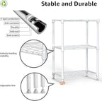 450 lbs Wire Storage Shelving 3-Tier Utility Shelving Unit Steel Organizer Wire Rack for Home,Kitchen,Office,White (11.8" D x 17.7" W x 26.4" H)