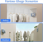Danpoo Retractable Clothesline for RV, Laundry Room & Outdoor Yard - Heavy Duty Anti-Sag Wall Mounted Clothes Drying Line with Stainless Steel Rope
