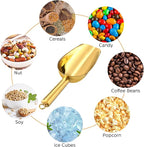 Zhehao 8 Pcs Metal Ice Scoop 6 oz Stainless Steel Ice Scooper for Ice Maker Kitchen Freezer Bar Wedding Party Small Scoops for Pet Animal Dog Food Candy Scoop Beach Shovel (Gold)