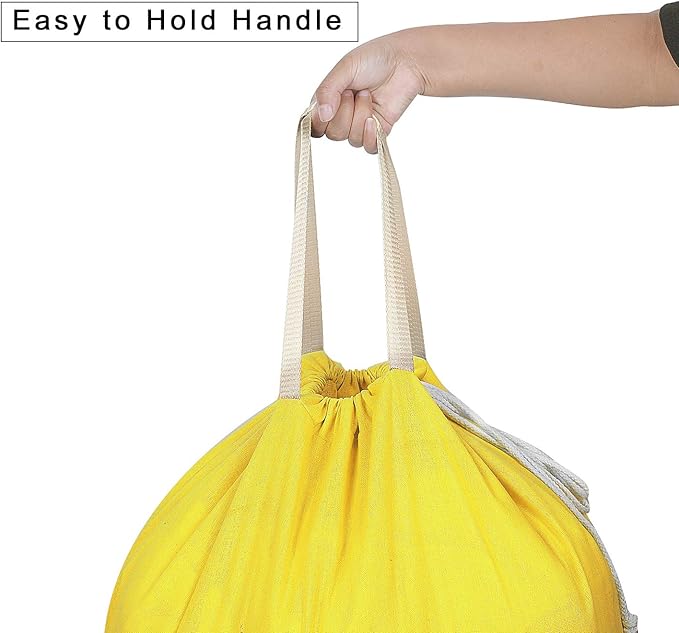Heavy Duty Laundry Bag with Drawstring and Handle, Extra Large Travel Dirty Clothes Bag for Laundromat and Household, Durable Rip-Stop Laundry Hamper Liner, 28 x 40 Inch, Yellow