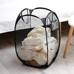 2pcs Pop Up Mesh Laundry Hamper Room Collapsible Storage Bin Lightweight Basket For College Dorm Home Travel Camping (Black & White)