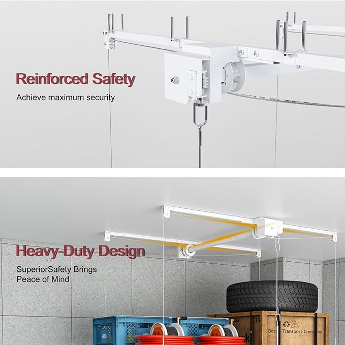 Garage Storage Lift,Overhead Garage Storage Rack,3x6 FT Ceiling Storage Racks for 10-12 FT, 270LBS Capacity All-Steel Construction with Safety Lock (6 * 3)