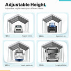 ADVANCE OUTDOOR 10x20 ft Heavy Duty Carport, Adjustable Height Garage Car Canopy Party Tent Boat Shelter, Gray