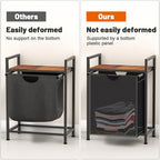 Laundry Sorter with Removable Bag, 16 Gallons Laundry Hamper with Adjustable Feet, Laundry Basket for Laundry Room, Bathroom and Bedroom(Black and Rustic Brown)