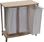 Household Essentials 3-Bag Laundry Sorter, Washable Linen Laundry Bags, 3-Load Capacity, Versatile, Light Ash