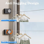 Danpoo Retractable Clothesline Heavy Duty- Anti-Sag Wall Mounted Indoor/Outdoor Clothes Drying Line with Stainless Steel Rope & Pulley System