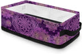 Bathroom Storage Bins Collapsible Rectangular Basket Versatile Cabinet Organizer Modern Fabric Toilet Paper Basket for Home Living Room Office Decor, Dark Violet Boho Flower