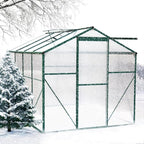 Heavy-Duty Polycarbonate Greenhouse with Double Flush Door, Rain Gutter & Adjustable Ventilation Window for Garden, Backyard or Sunroom Use (6x8 FT-1)