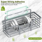 Yougai Shower Caddy, Shower Organizer with Soap Holder and Hooks, Rustproof Shower Shelves, No Drilling Bathroom Organizers and Storage, Wall-Mounted Kitchen & Home Decor, Light Grey
