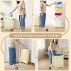 4-Tier Laundry Hamper Sorter & X-Large Foldable Laundry Hamper, Vertical Rolling Laundry Baskets with Wheels, Stackable Laundry Cart Organizer and Storage for Small Space, Closet, Bathroom