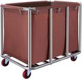 Commercial Laundry cart with Wheels,400L Large Laundry Basket with Wheels,Laundry Hamper on Wheels Heavy Duty with Steel Frame and Oxford Cloth, 440Lbs Load (Brown)