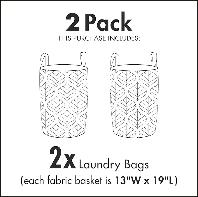 Ambesonne Fox Laundry Bag Pack of 2, Woodland Animal with Birds and Fir Trees Winter Season Flora and Fauna, Hamper Basket with Handles Drawstring Closure, 13" x 19", Orange Grey