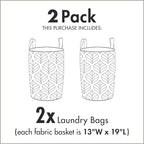 Ambesonne Animal Cartoon Laundry Bag Pack of 2, Playing Butterflies Design Pattern, Hamper Basket with Handles Drawstring Closure, 13" x 19", Grey Pink