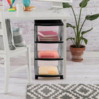 Sterilite 6 Pack Plastic Storage Organizer, 3 Drawer Rolling Bin Cart, Closet Organization, Black