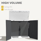 DWVO Outdoor Weather-Resistant Horizontal Storage Shed, 35 Cu Ft Capacity, Lockable and Waterproof, Suitable for Storing Garden Tools, Dark Gray