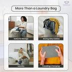LFH Home Cotton Canvas Large Laundry Bag with Handle, Heavy Duty Drawstring Closure Washable Laundry Bags, School Travel, Home, Hotel, College Dorm, Organizer Sack, Toys Clothes 20x30 (Pack of 2)-Grey