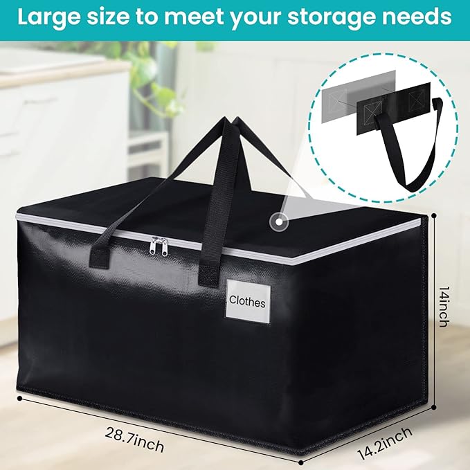 Extra Large Moving Boxes-Moving Bags with Zipper, Carrying Handles and Tag Pocket-Moving Supplies for Space Saving-Totes for Storage-for moving, Storage, Camping and Travel 93L-2 Pack