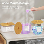 3 Pack Laundry Powder Container & Dryer Sheet Holder, Large Plastic Laundry Room Organization and Storage Jars with Lids, Labels & Scoops for Powder, Detergent, Scent Booster