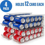 Soda Can Organizer with Lids, Stackable Soda Can Dispenser for Refrigerator, Clear Can Holder Organization and Storage Bins for Fridge, Kitchen, Countertop, Drink Pantry Organizers, Holds 12 Cans Each