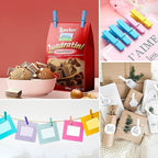 Mini Clothes Pins for Photo, Small Colored Clothespins 100 Pack Wooden Rainbow Colorful Picture Clips with 32 FT String for Crafts, Little Baby Shower, Display Artwork, Hanging Decorative Tiny Cards