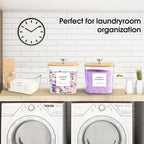 3 Pack Laundry Room Organization Storage Containers, Plastic Clear Laundry Pods Container & Dryer Sheet Holder Jars with Lids, Scoops & Labels for Detergent, Powder, Dryer Balls, Beads