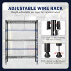 PayLessHere | 3-Tier Wire Shelf | 23"x13"x30" | Black | Adjustable Racks | Heavy-Duty Storage Shelves, Holds Upto 450 lbs | Rust-Resistant, No-Tool Assembly | for Home, Garage Shelving