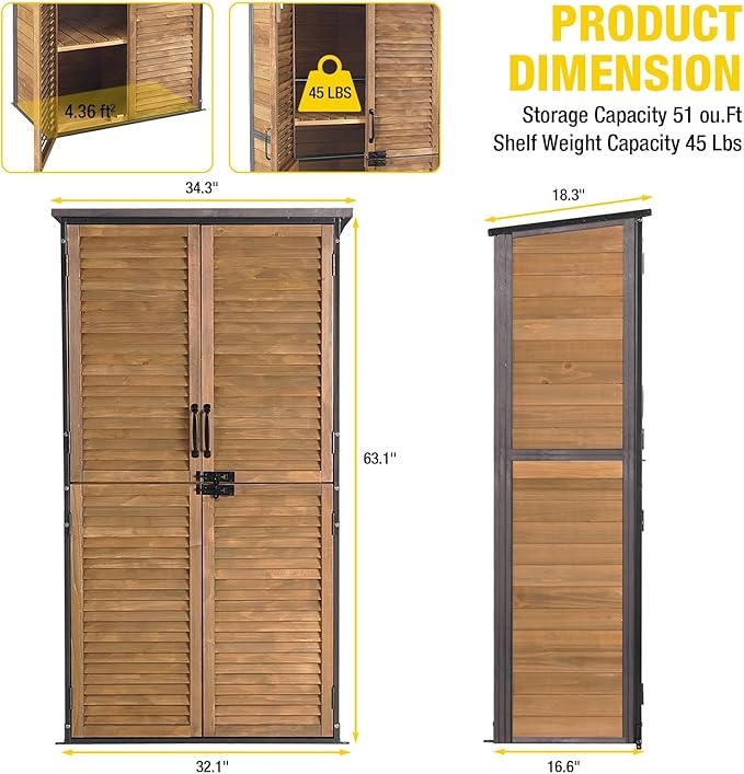 Aivituvin Outdoor Storage Shed with Floor - Strong Metal Frame, Adjustable Shelves, Ventilated Blinds - Ideal for Garden Tools Cabinets Waterproof - Best in Sheds & Outdoor Storage