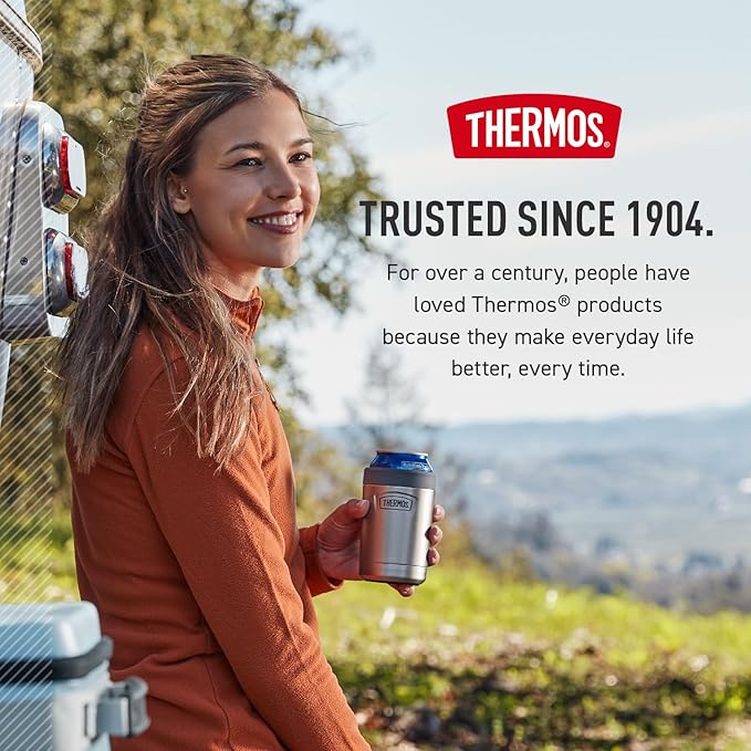 THERMOS ICON SERIES, Beverage Can Insulator - 12 Ounce, Granite - Vacuum Insulated Stainless Steel
