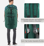 BeeGreen Laundry-Bag-Backpack-Heavy-Duty, Green Nylon Drawstring Portable Laundry Backpack Tall Foldable Extra Large Dirty Clothes Travel Bag with Handle College Dorm Apartment Essentials