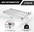2 Pack Additional Wire Shelf for Wire Shelving Units Chrome Finish Shelving Weight Capacity 600-800 Lb, Heavy Steel Industrial for Warehouses, Closets, Kitchen (Sliver,18" W X 24" L)