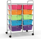 Giantex 10 Drawers Rolling Cart, Classroom Organizers, Storage Cart with Wheels, for Teacher Office Home School Supplies Tool Craft Art Paper