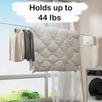 JXKNKSR-Telescopic Clothesline Indoor and Outdoor, Heavy-Duty Laundry Line, Wall Mounted, Safety Lock System (White+10Clothes Pins)