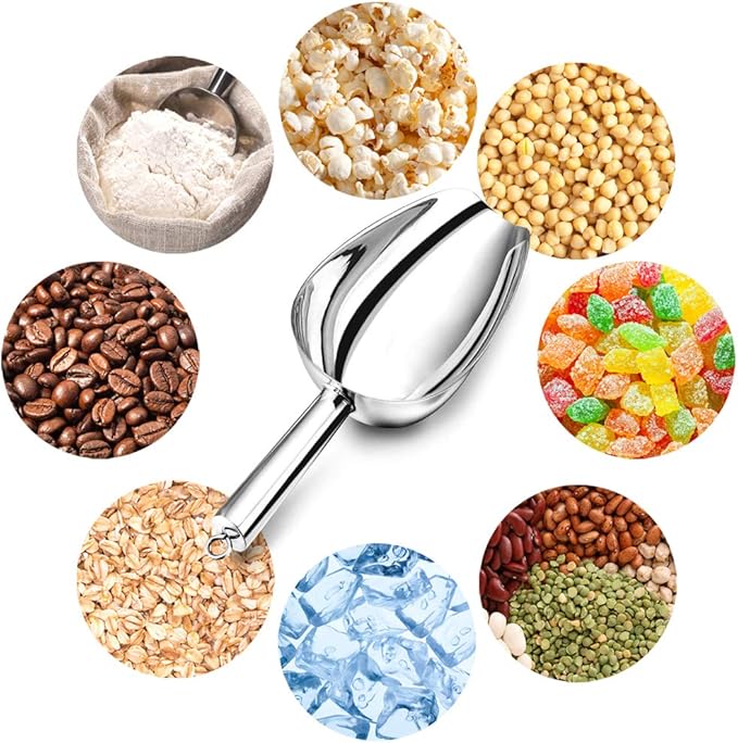 TeamFar Stainless Steel Ice Scoop, Small Metal Food Candy Scoop for Kitchen Bar Party Wedding - 5 Ounces