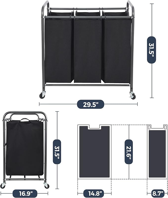 STO STO 3 Section Laundry Sorter and 4 Pack Sweater Drying Rack