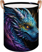 TropicalLife Collapsible Laundry Basket Cool Dragon Large Laundry Hamper Waterproof Storage Bins with Leather Handles Clothes Nursery Hampers for Bathroom Bedroom Toy Organizer