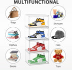 Size 12 Acrylic Shoe Boxes,12 Pack Shoe Display Cases Clear Plastic Stackable Shoe Container Hat Sneaker Storage Bins, Fit Up to US Men's/Women's Size 12 Shoes