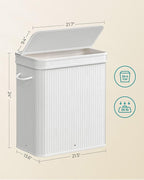 SONGMICS Laundry Hamper with Lid, Bamboo Laundry Basket, Removable Machine Washable Laundry Basket, with Handles, 26.4-Gallons, for Laundry Room, Bedroom, Bathroom, Cloud White ULCB063W01