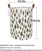 QUEENLALA Large Storage Basket,Laundry Hamper/Bathroom/Home Decor/Collapsible Round Storage Bin,Boys and Girls Hamper/Boxes/Clothing(Green forest)